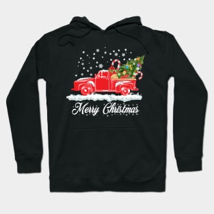 Merry Christmas Retro Vintage Red Truck Hoodie